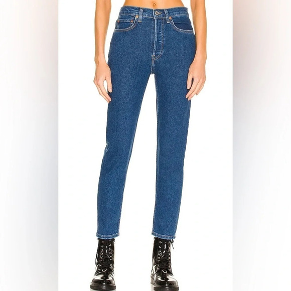Re/Done 90's High Rise Ankle Crop Jeans in Western Rinse - Size 24 - Picture 1 of 10